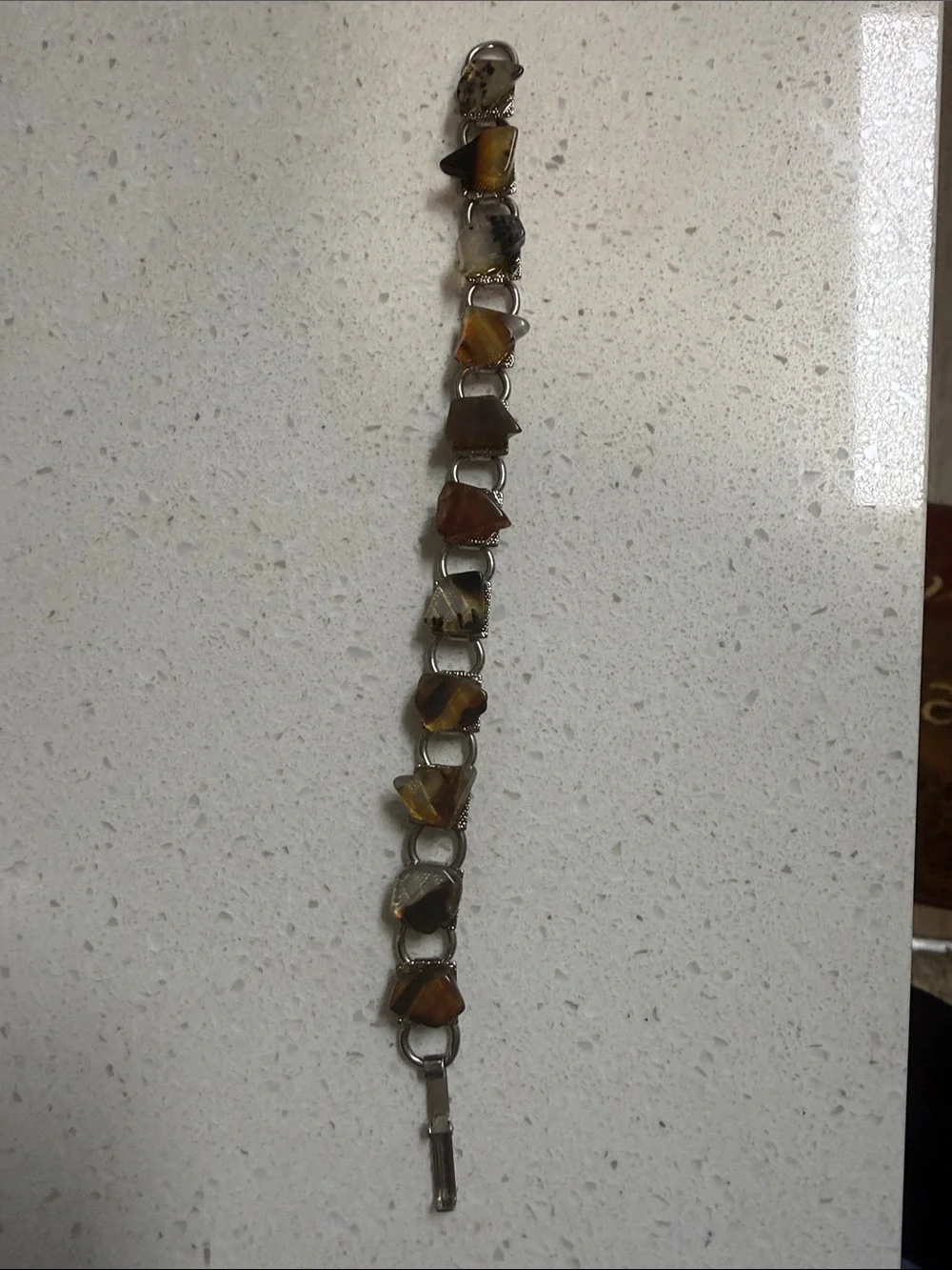Women's Tiger Eye Link Bracelet Watch in Brown and Silver